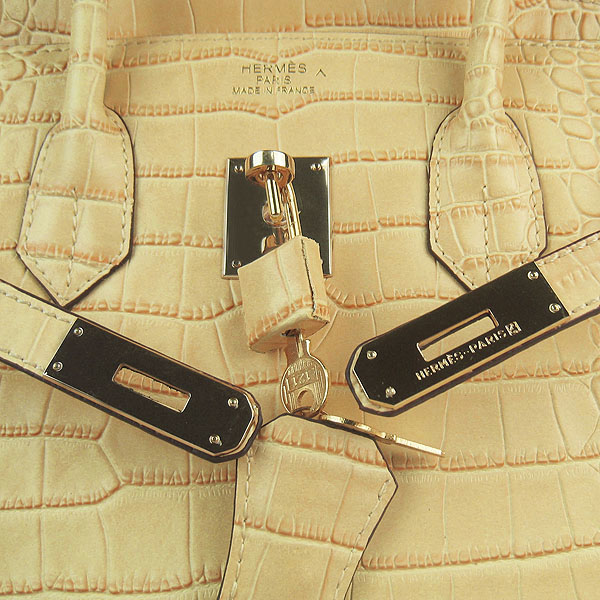 High Quality Fake Hermes Birkin 35CM Crocodile Veins Leather Bag Yellow 6089